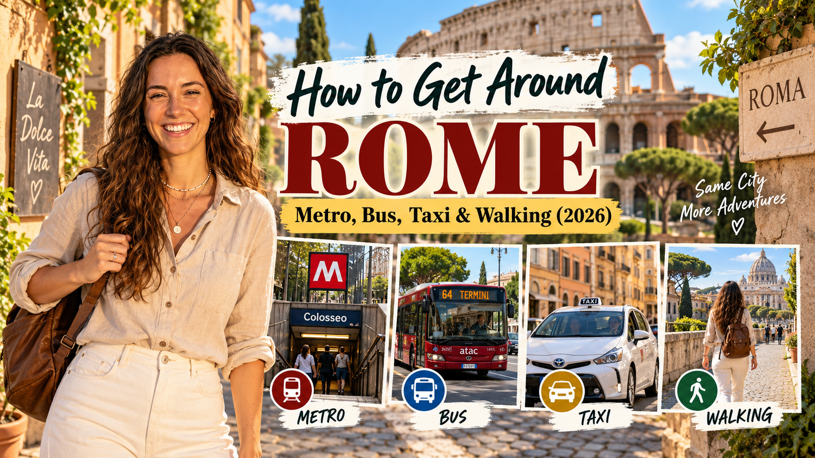 How to get around Rome by Metro bus taxi and walking