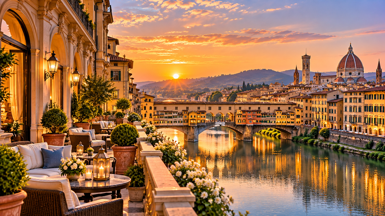 Hotel Lungarno Florence overlooking Arno River near Ponte Vecchio