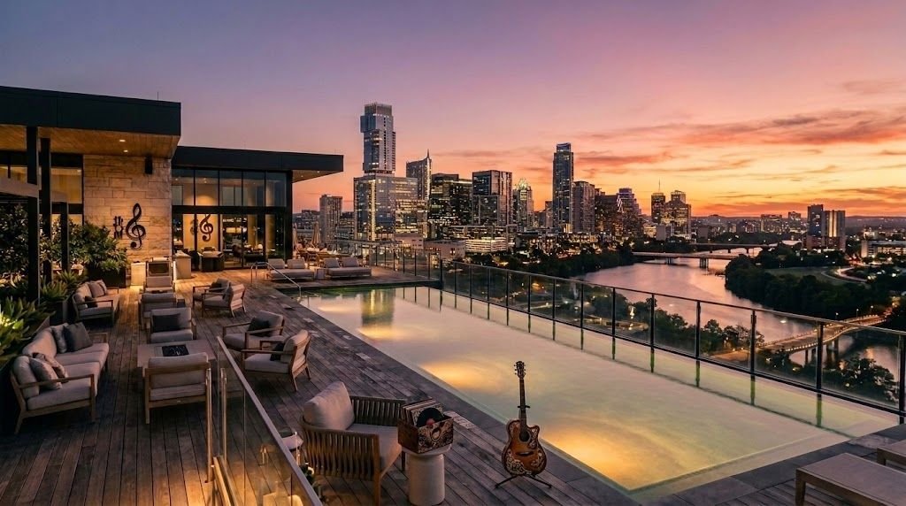Hotel near Rainey Street and Lady Bird Lake Austin