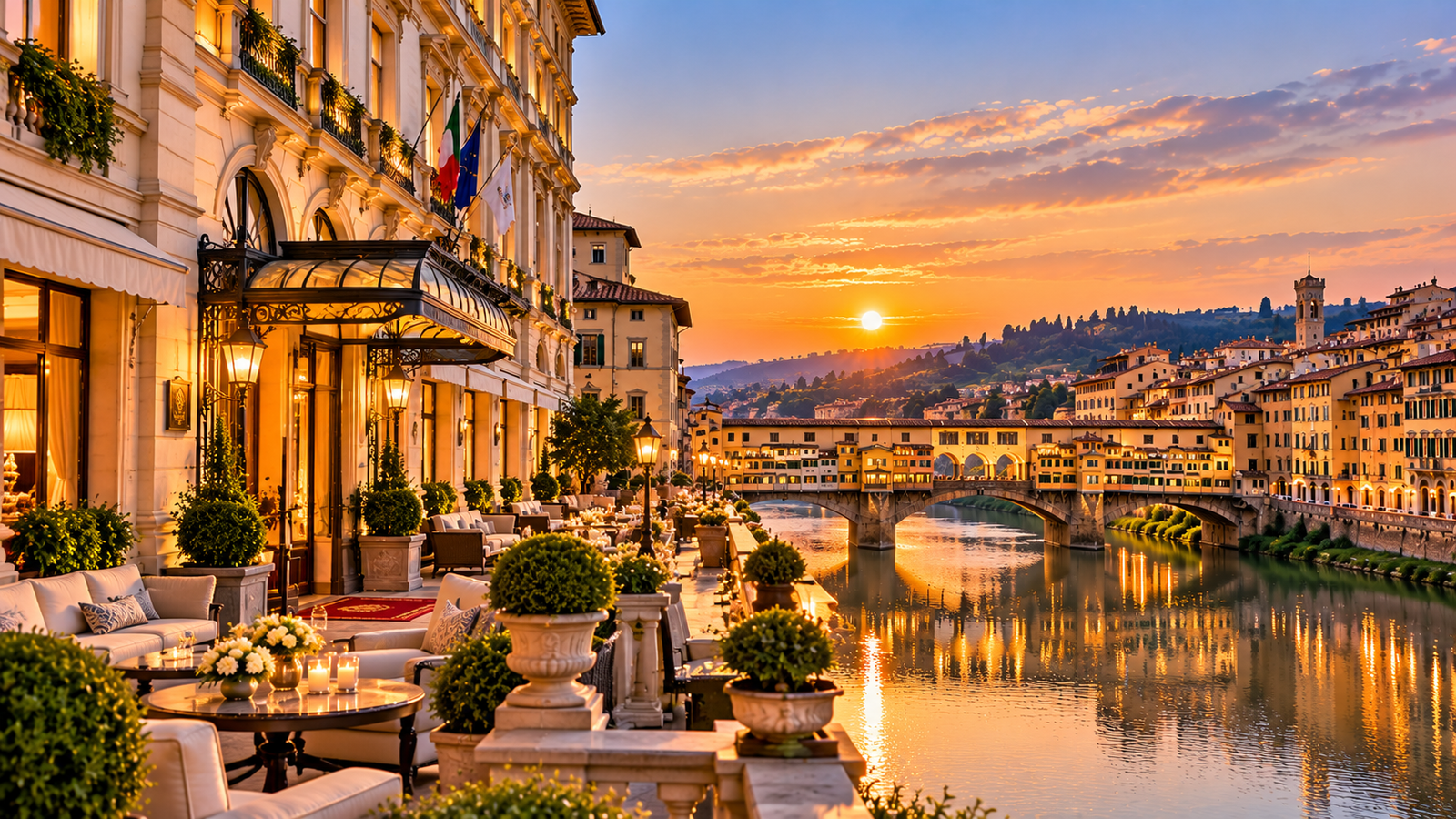 St Regis Florence luxury hotel beside Arno River
