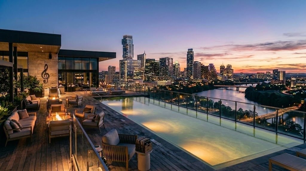 The LINE Austin style hotel beside Lady Bird Lake